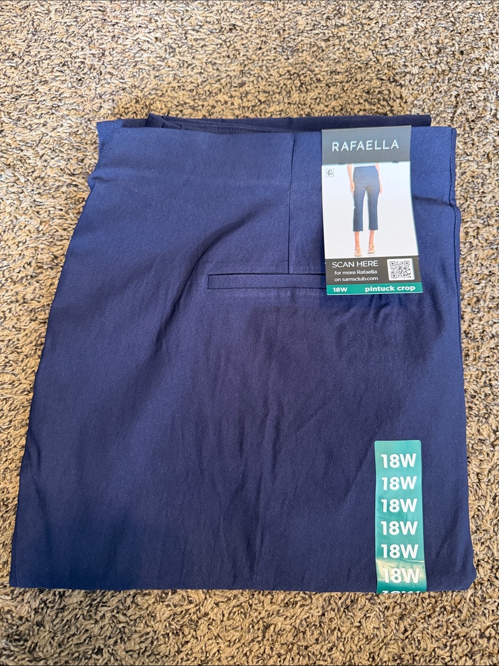 Rafaella Navy Pintuck Crop Chinos